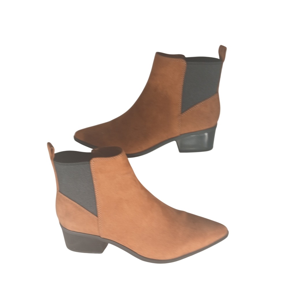 A New Day‎ Womens Cognac Brown Faux Suede Pointed Toe Chelsea Ankle Boots 8.5